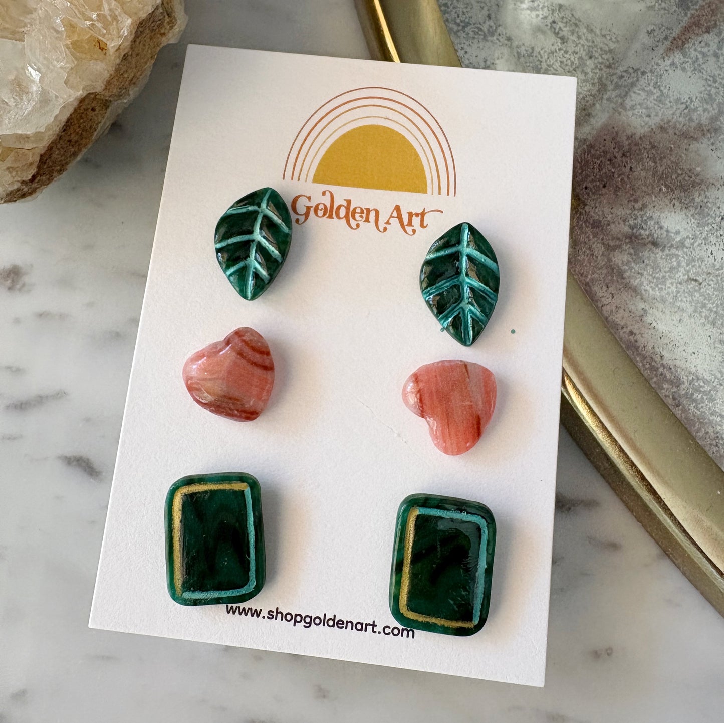 Three stud pack Malachite