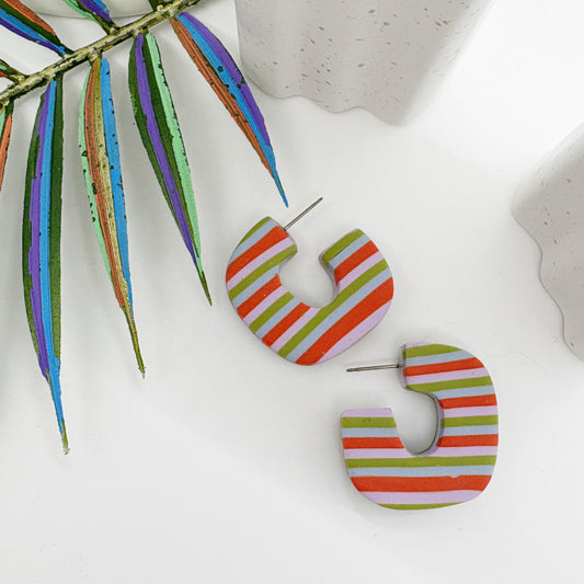 Chonky reversible hoops in Fresh Stripe