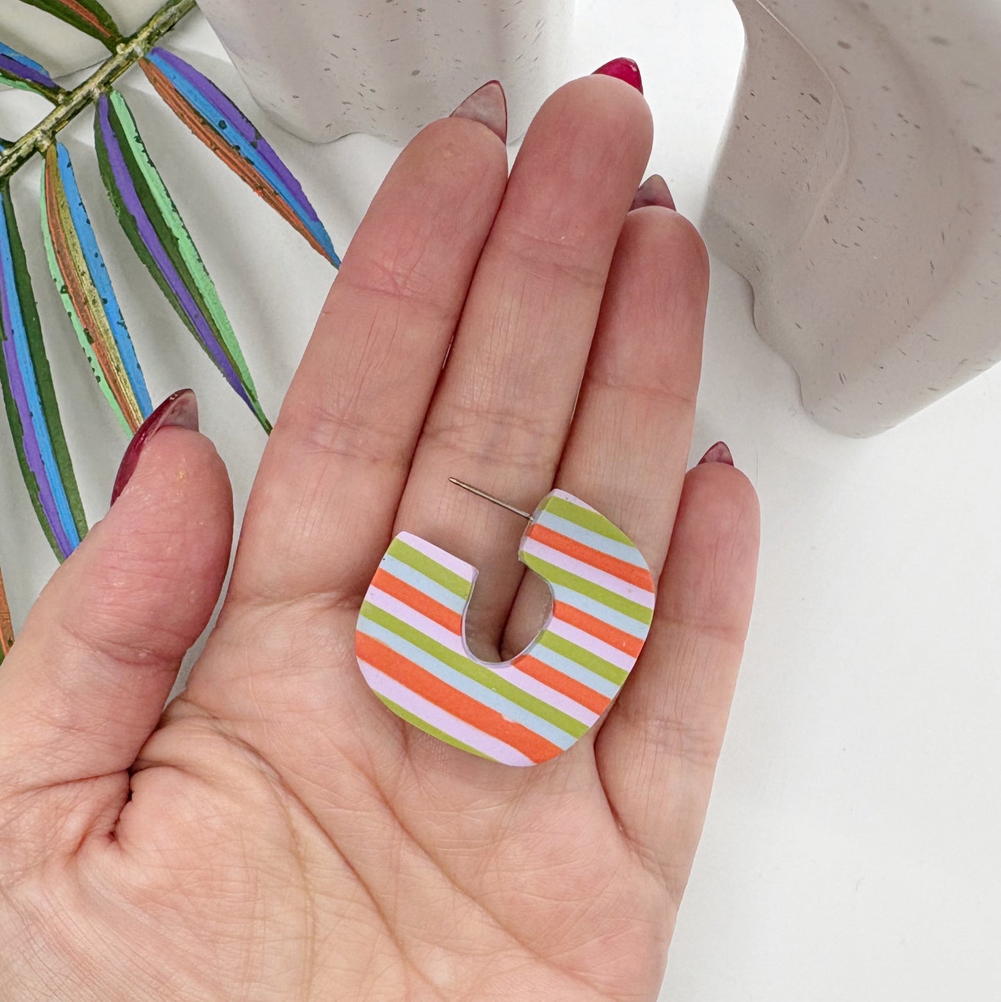 Chonky reversible hoops in Fresh Stripe