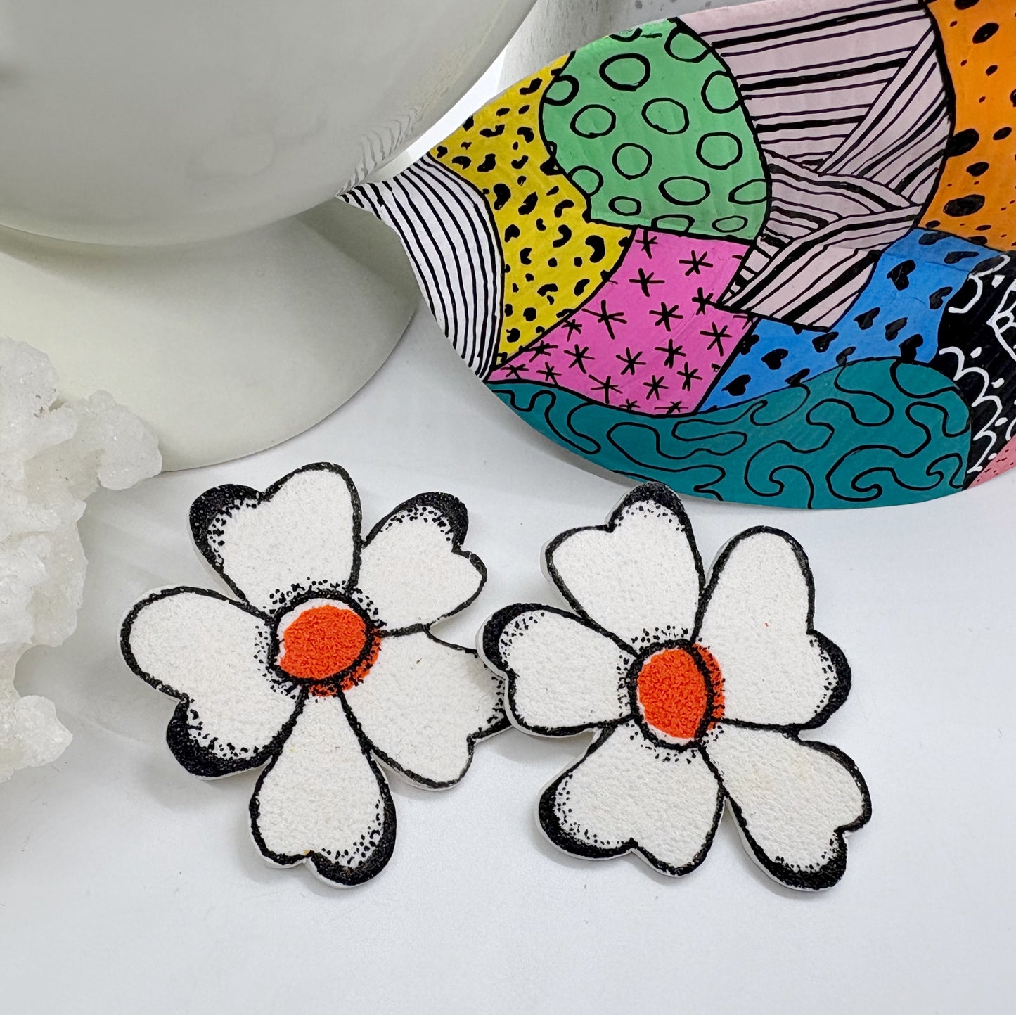 Aniya Flower studs in Orange