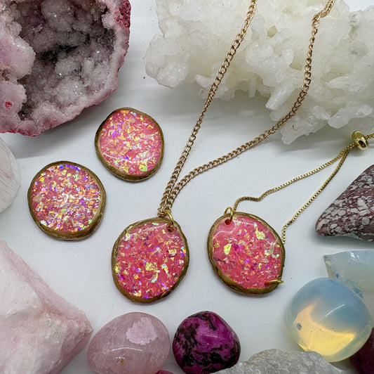 Jill Bracelet, Earrings and Necklace set in Aura