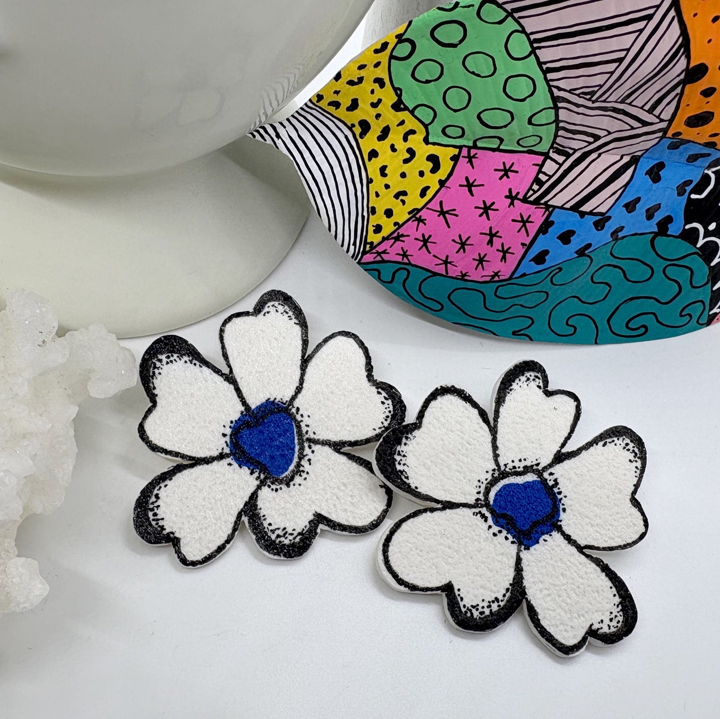 Aniya Flower studs in Cobalt