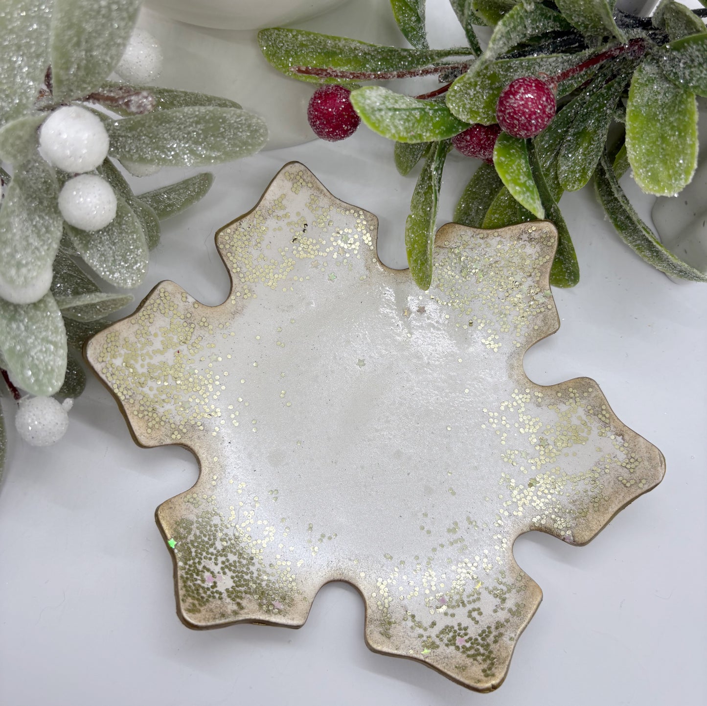Snowflake Trinket Dish in Wintery