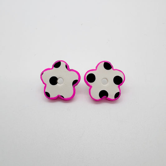 Flower Power studs in Polka Dot